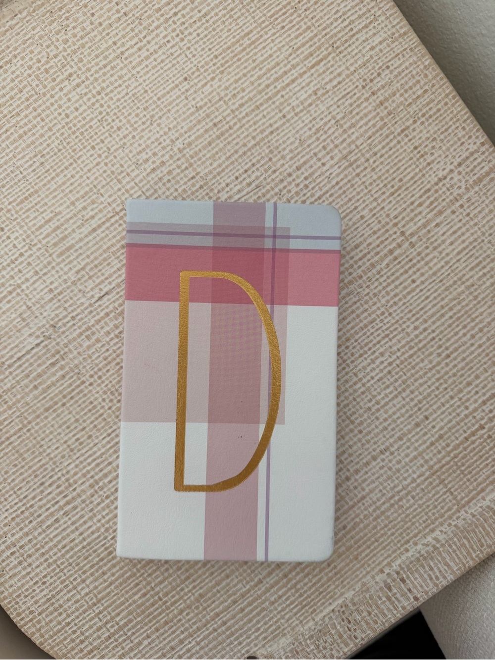 Anthropologie Pink Plaid Monogram Notebook with Gold D